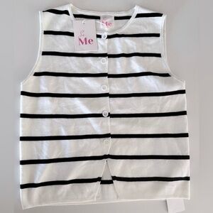 So Me Stripe Sleeveless Button Down Top